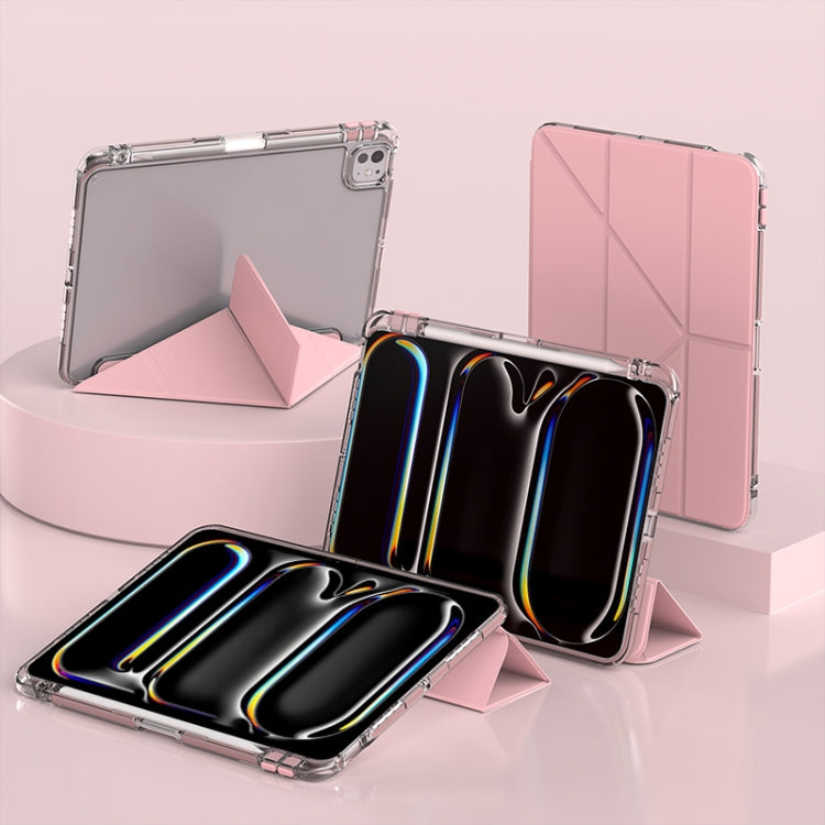For iPad Pro 13 2025 / 2024 mutural Y-Shape Deformation Leather Tablet Case(Pink) by Mutural