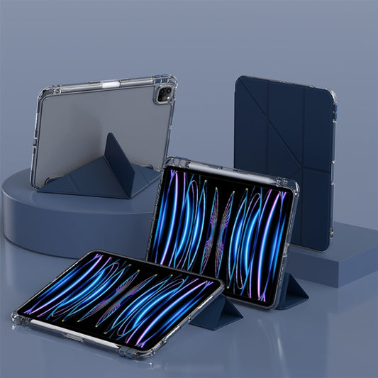 For iPad Air 13 2024 / 2025 mutural Y-Shape Deformation Leather Tablet Case(Navy Blue) by Mutural