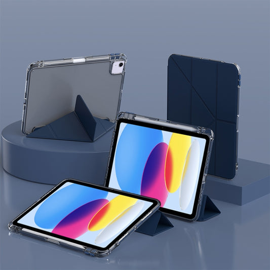For iPad 2025 / 2022 mutural Y-Shape Deformation Leather Tablet Case(Navy Blue) by Mutural