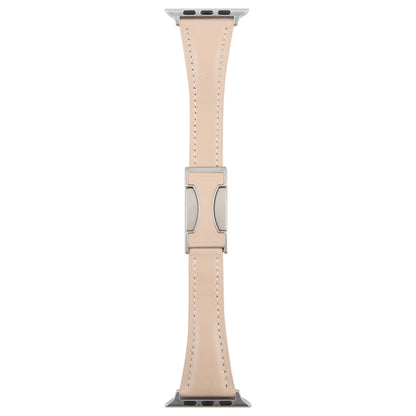 For Apple Watch 46mm / 49mm / 45mm / 44mm Slim Magnetic Buckle Genuine Leather Watch Band(Light Pink) by bashfashion