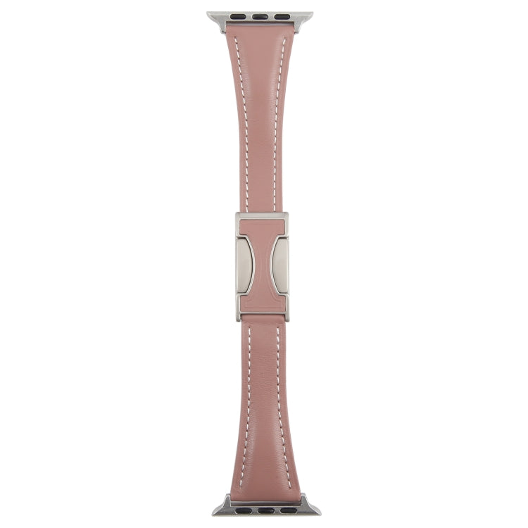 For Apple Watch 46mm / 49mm / 45mm / 44mm Slim Magnetic Buckle Genuine Leather Watch Band(Smoky Purple) by bashfashion