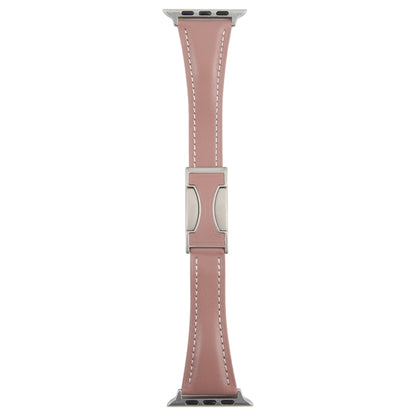 For Apple Watch 46mm / 49mm / 45mm / 44mm Slim Magnetic Buckle Genuine Leather Watch Band(Smoky Purple) by bashfashion