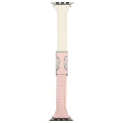 For Apple Watch 42mm / 41mm / 40mm / 38mm Slim Magnetic Buckle Genuine Leather Watch Band(Pink Beige) by bashfashion