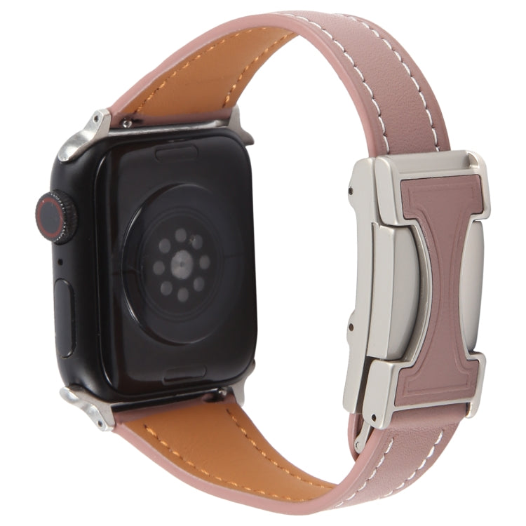 For Apple Watch 42mm / 41mm / 40mm / 38mm Slim Magnetic Buckle Genuine Leather Watch Band(Smoky Purple) by bashfashion