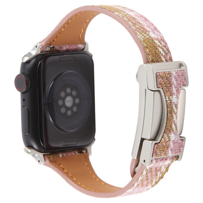For Apple Watch 46mm / 49mm / 45mm / 44mm Slim Magnetic Buckle Napped Fabric Leather Watch Band(Pink) by bashfashion