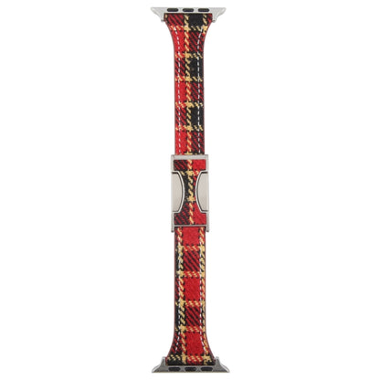 For Apple Watch 42mm / 41mm / 40mm / 38mm Slim Magnetic Buckle Napped Fabric Leather Watch Band(Red) by bashfashion