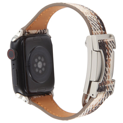 For Apple Watch 42mm / 41mm / 40mm / 38mm Slim Magnetic Buckle Napped Fabric Leather Watch Band(Brown) by bashfashion