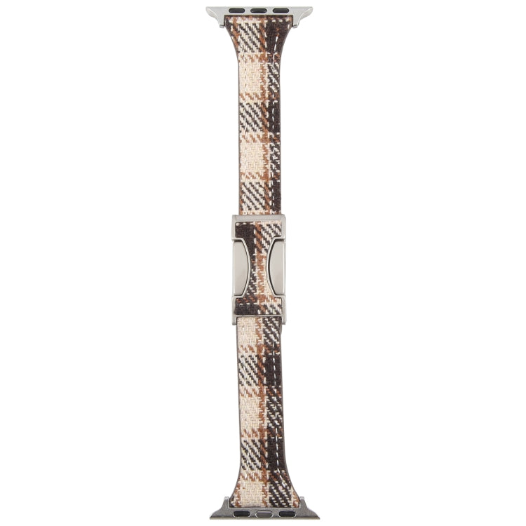 For Apple Watch 42mm / 41mm / 40mm / 38mm Slim Magnetic Buckle Napped Fabric Leather Watch Band(Brown) by bashfashion