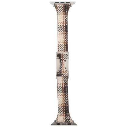 For Apple Watch 42mm / 41mm / 40mm / 38mm Slim Magnetic Buckle Napped Fabric Leather Watch Band(Brown) by bashfashion