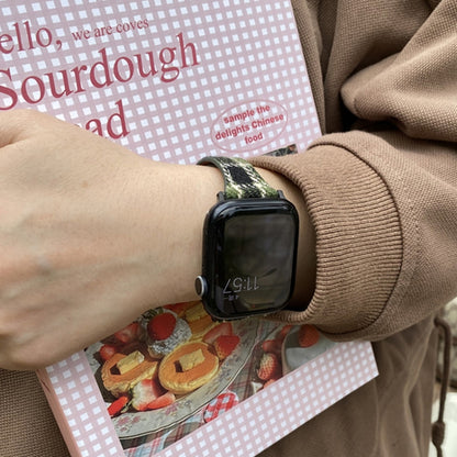 For Apple Watch 42mm / 41mm / 40mm / 38mm Slim Magnetic Buckle Napped Fabric Leather Watch Band(Brown) by bashfashion