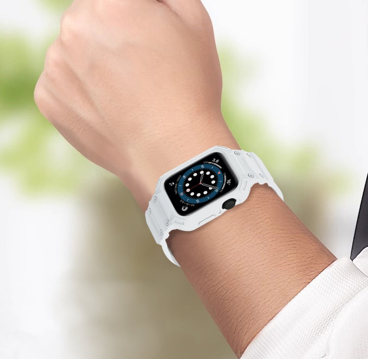 For Apple Watch Series 10 / 11 46mm Armor TPU Case Integrated Watch Band(White) by bashfashion