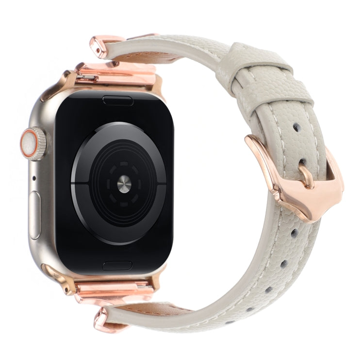 For Apple Watch 42mm / 41mm / 40mm / 38mm X-shaped Buckle Genuine Leather Watch Band(Beige) by bashfashion