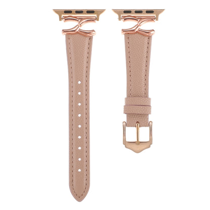 For Apple Watch 42mm / 41mm / 40mm / 38mm X-shaped Buckle Genuine Leather Watch Band(Dark Pink) by bashfashion