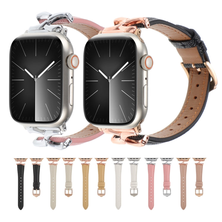 For Apple Watch 46mm / 49mm / 45mm / 44mm X-shaped Buckle Genuine Leather Watch Band(White) by bashfashion