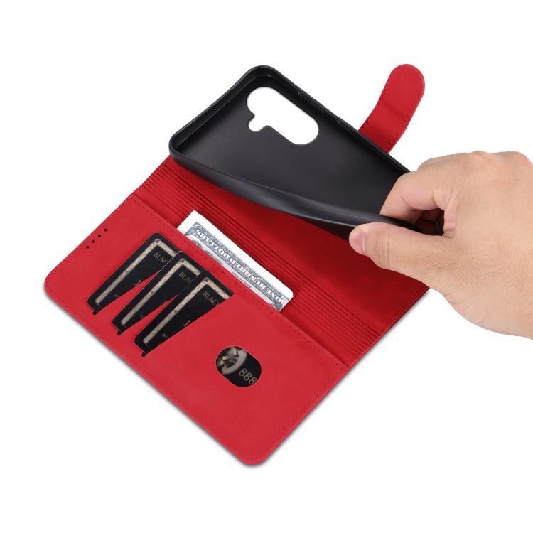 For Samsung Galaxy A26 5G AZNS Skin Feel Calf Texture Flip Leather Phone Case(Red) by AZNS