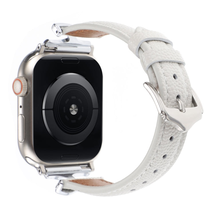 For Apple Watch 46mm / 49mm / 45mm / 44mm X-shaped Buckle Dot Texture Genuine Leather Watch Band(White) by bashfashion