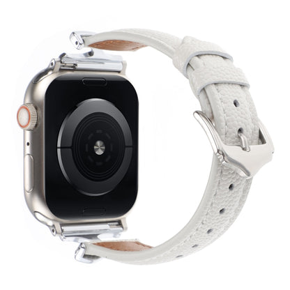 For Apple Watch 46mm / 49mm / 45mm / 44mm X-shaped Buckle Dot Texture Genuine Leather Watch Band(White) by bashfashion