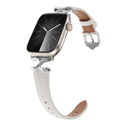 For Apple Watch 46mm / 49mm / 45mm / 44mm X-shaped Buckle Dot Texture Genuine Leather Watch Band(White) by bashfashion
