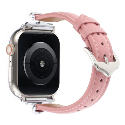 For Apple Watch 46mm / 49mm / 45mm / 44mm X-shaped Buckle Dot Texture Genuine Leather Watch Band(Pink) by bashfashion