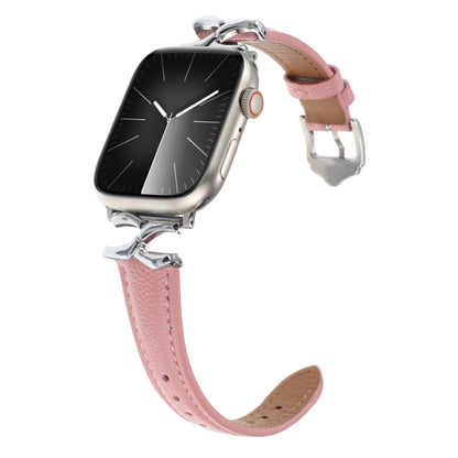 For Apple Watch 46mm / 49mm / 45mm / 44mm X-shaped Buckle Dot Texture Genuine Leather Watch Band(Pink) by bashfashion
