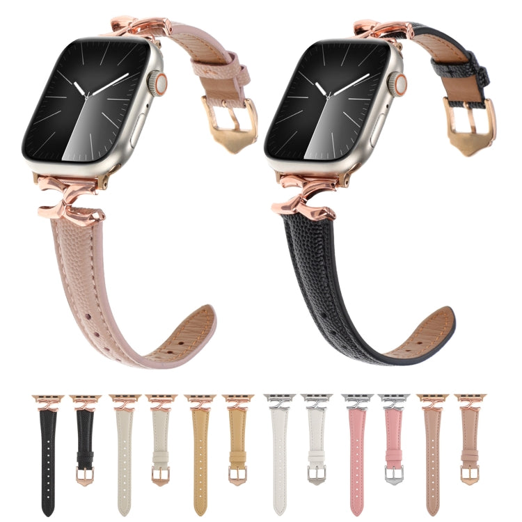 For Apple Watch 42mm / 41mm / 40mm / 38mm X-shaped Buckle Dot Texture Genuine Leather Watch Band(White) by bashfashion