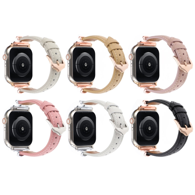 For Apple Watch 46mm / 49mm / 45mm / 44mm X-shaped Buckle Dot Texture Genuine Leather Watch Band(White) by bashfashion