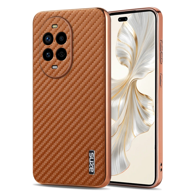 For Huawei nova 13 Pro AZNS Electroplated Edge Carbon Fiber Texture Phone Case(Brown) by AZNS