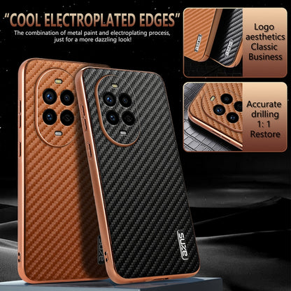 For Huawei nova 13 Pro AZNS Electroplated Edge Carbon Fiber Texture Phone Case(Brown) by AZNS