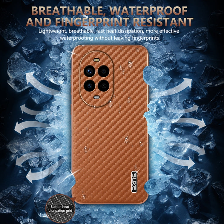 For Huawei nova 13 Pro AZNS Electroplated Edge Carbon Fiber Texture Phone Case(Brown) by AZNS