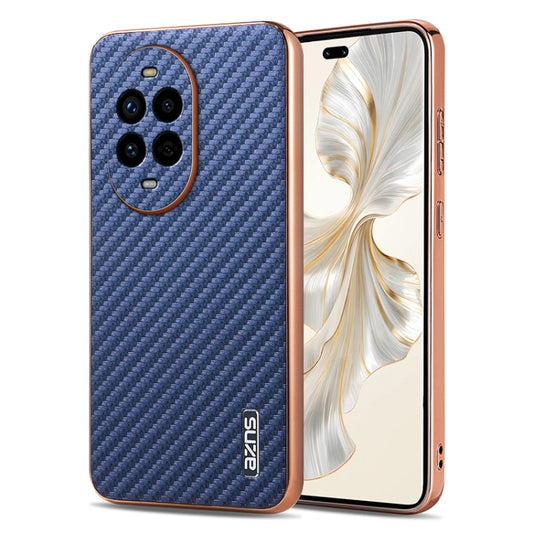 For Huawei nova 13 Pro AZNS Electroplated Edge Carbon Fiber Texture Phone Case(Blue) by AZNS