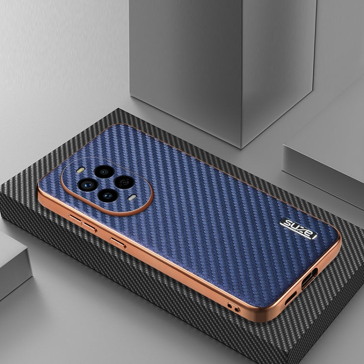 For Huawei nova 13 Pro AZNS Electroplated Edge Carbon Fiber Texture Phone Case(Blue) by AZNS