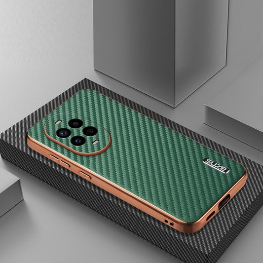 For Huawei nova 13 Pro AZNS Electroplated Edge Carbon Fiber Texture Phone Case(Green) by AZNS