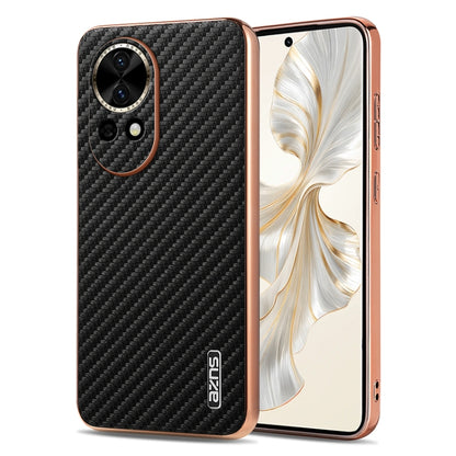 For Huawei nova 13 / nova 12 AZNS Electroplated Edge Carbon Fiber Texture Phone Case(Black) by AZNS