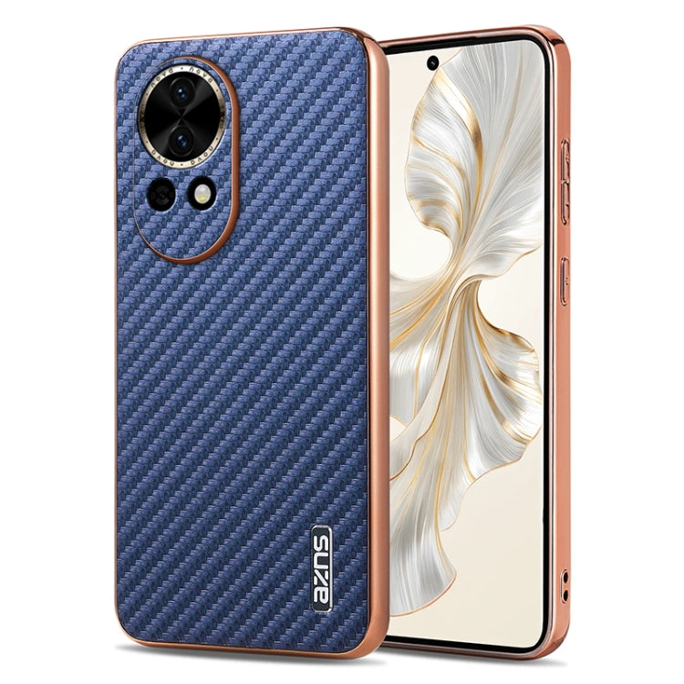 For Huawei nova 13 / nova 12 AZNS Electroplated Edge Carbon Fiber Texture Phone Case(Blue) by AZNS