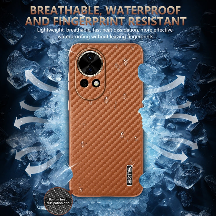 For Huawei nova 13 / nova 12 AZNS Electroplated Edge Carbon Fiber Texture Phone Case(Blue) by AZNS