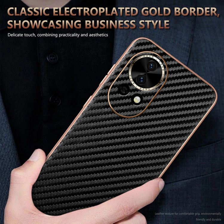 For Huawei nova 13 / nova 12 AZNS Electroplated Edge Carbon Fiber Texture Phone Case(Green) by AZNS