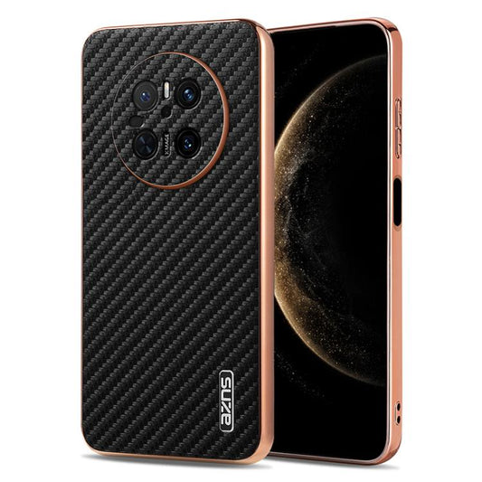 For Huawei Mate 70 AZNS Electroplated Edge Carbon Fiber Texture Phone Case(Black) by AZNS