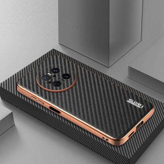 For Huawei Mate 70 AZNS Electroplated Edge Carbon Fiber Texture Phone Case(Black) by AZNS