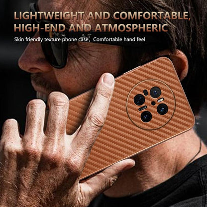 For Huawei Mate 70 AZNS Electroplated Edge Carbon Fiber Texture Phone Case(Brown) by AZNS