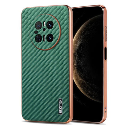 For Huawei Mate 70 AZNS Electroplated Edge Carbon Fiber Texture Phone Case(Green) by AZNS