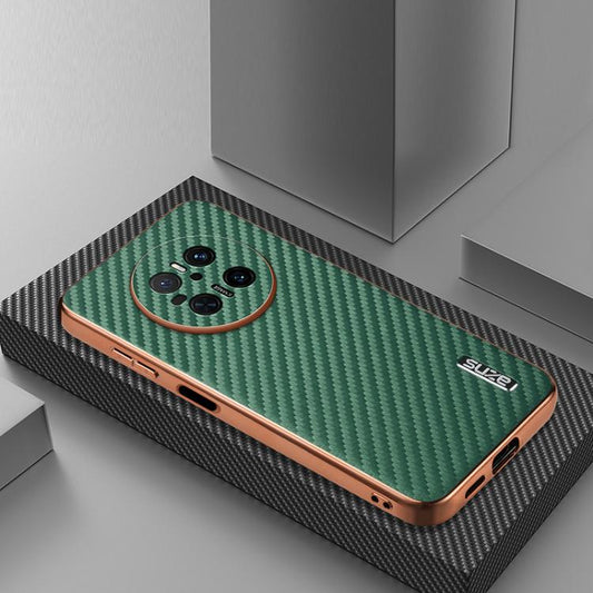 For Huawei Mate 70 AZNS Electroplated Edge Carbon Fiber Texture Phone Case(Green) by AZNS