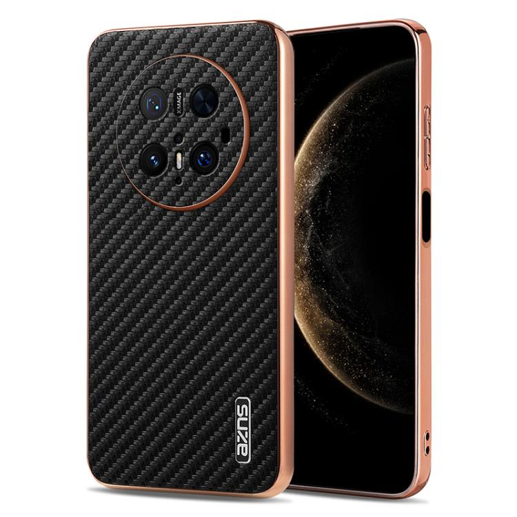 For Huawei Mate 70 Pro / 70 Pro+ AZNS Electroplated Edge Carbon Fiber Texture Phone Case(Black) by AZNS