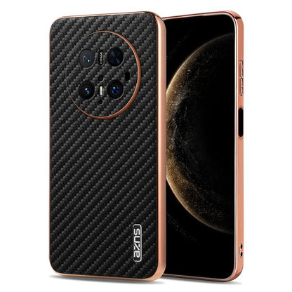 For Huawei Mate 70 Pro / 70 Pro+ AZNS Electroplated Edge Carbon Fiber Texture Phone Case(Black) by AZNS