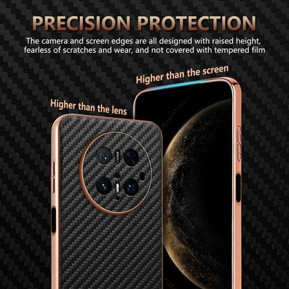 For Huawei Mate 70 Pro / 70 Pro+ AZNS Electroplated Edge Carbon Fiber Texture Phone Case(Black) by AZNS