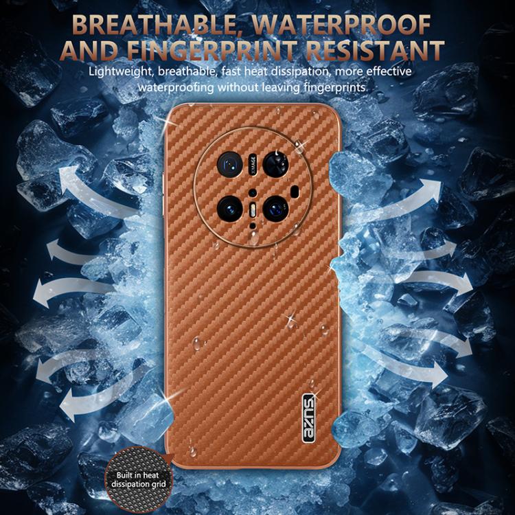 For Huawei Mate 70 Pro / 70 Pro+ AZNS Electroplated Edge Carbon Fiber Texture Phone Case(Brown) by AZNS