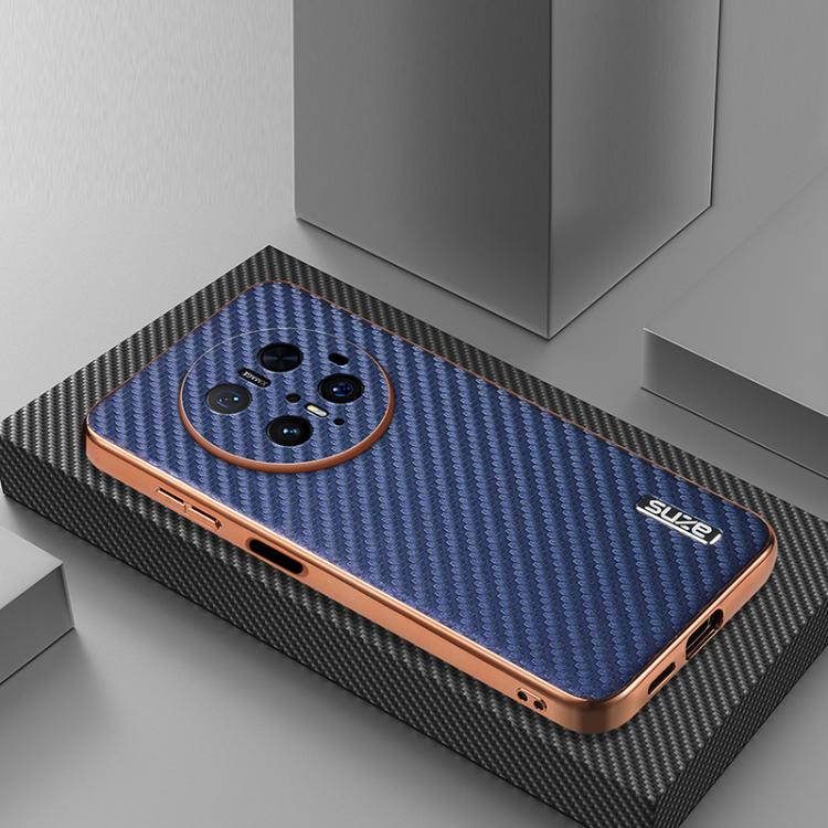 For Huawei Mate 70 Pro / 70 Pro+ AZNS Electroplated Edge Carbon Fiber Texture Phone Case(Blue) by AZNS