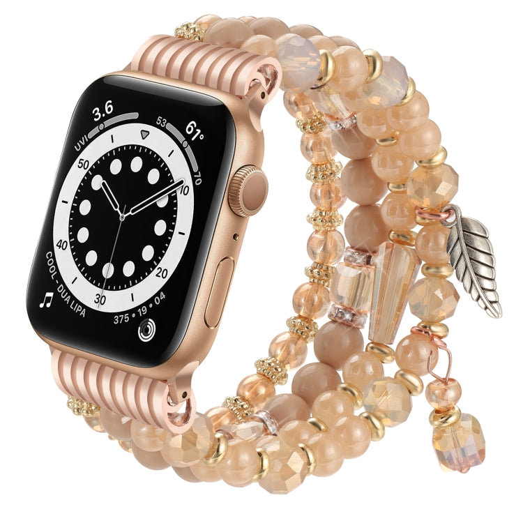 For Apple Watch 46mm / 49mm / 45mm / 44mm Tassel Beaded Chain Watch Band(Rose Gold) by bashfashion
