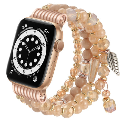 For Apple Watch 46mm / 49mm / 45mm / 44mm Tassel Beaded Chain Watch Band(Rose Gold) by bashfashion