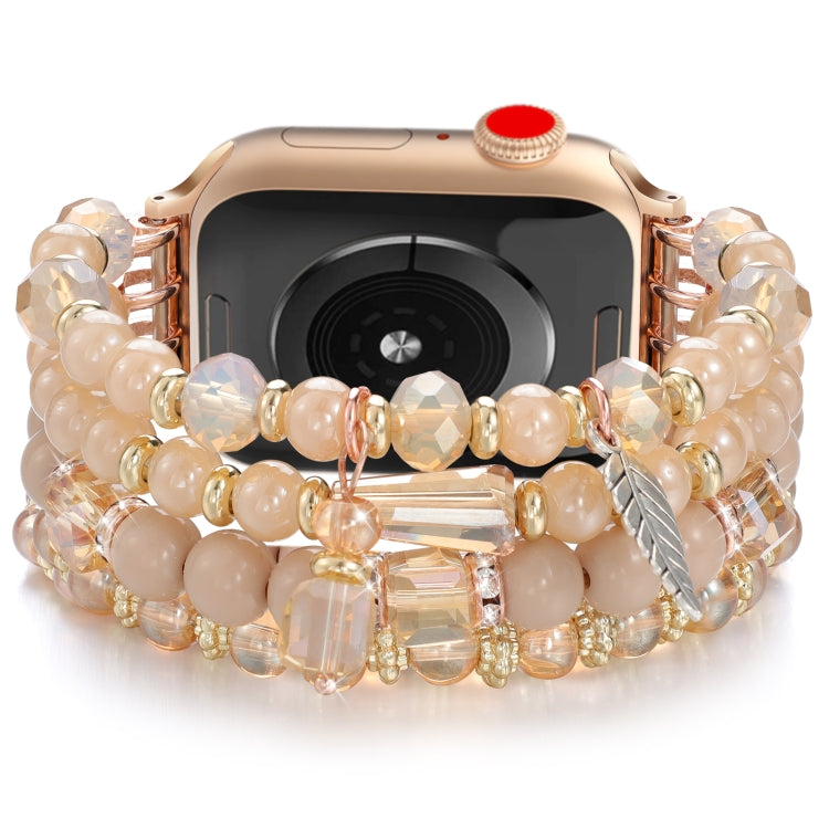 For Apple Watch 46mm / 49mm / 45mm / 44mm Tassel Beaded Chain Watch Band(Rose Gold) by bashfashion