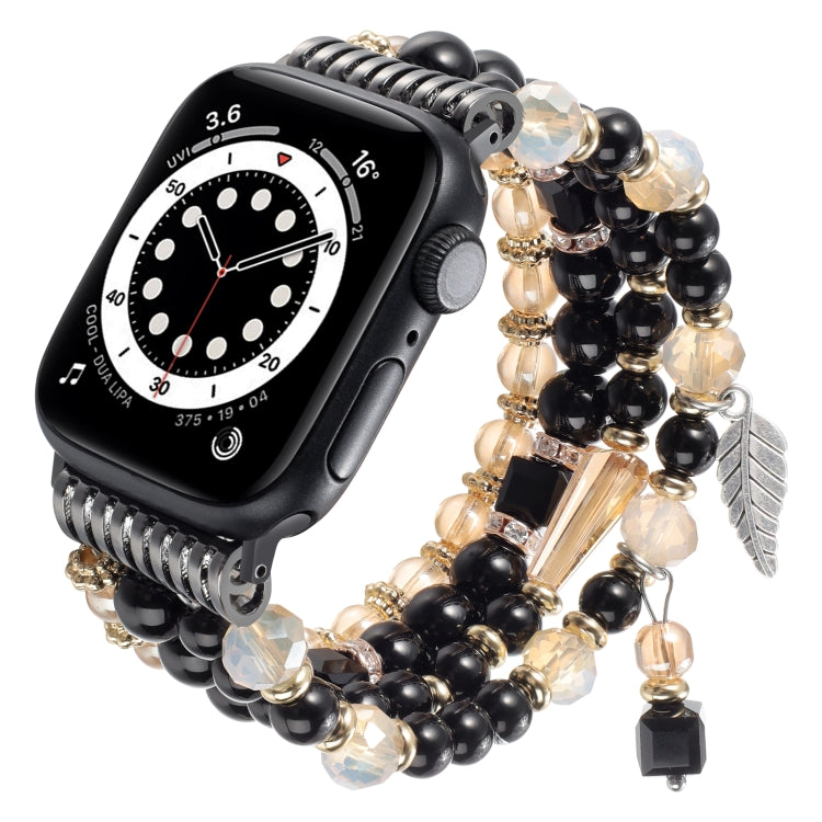 For Apple Watch 46mm / 49mm / 45mm / 44mm Tassel Beaded Chain Watch Band(Black) by bashfashion